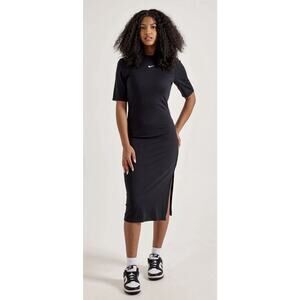 Nike Short Sleeve Jersey Maxi Dress Black, White Swoosh Size XS Bnfts Charity